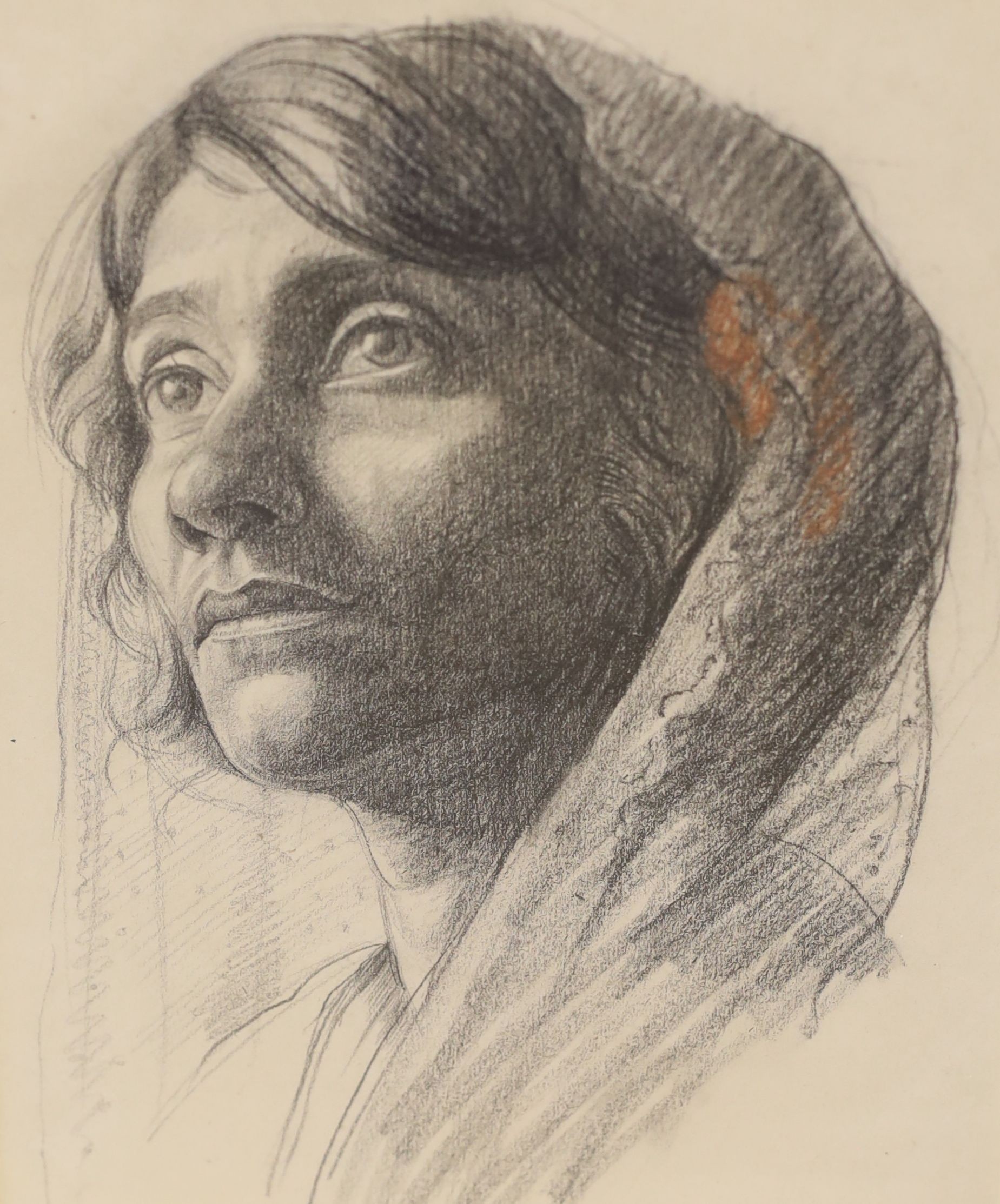 Marjorie M Sankey, three pencil and coloured chalk portraits of women, inscribed verso, largest 27 x 18cm